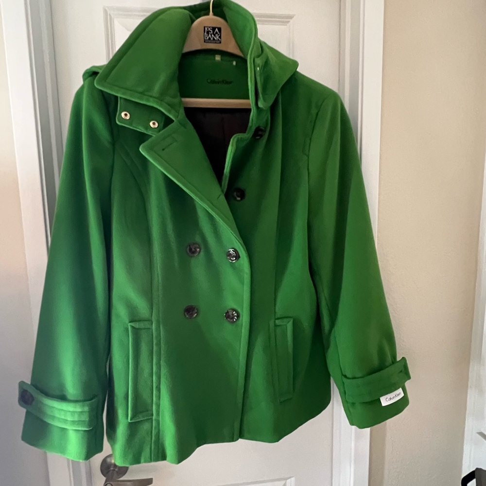 Calvin Klein Women's Vibrant Green Pea Coat